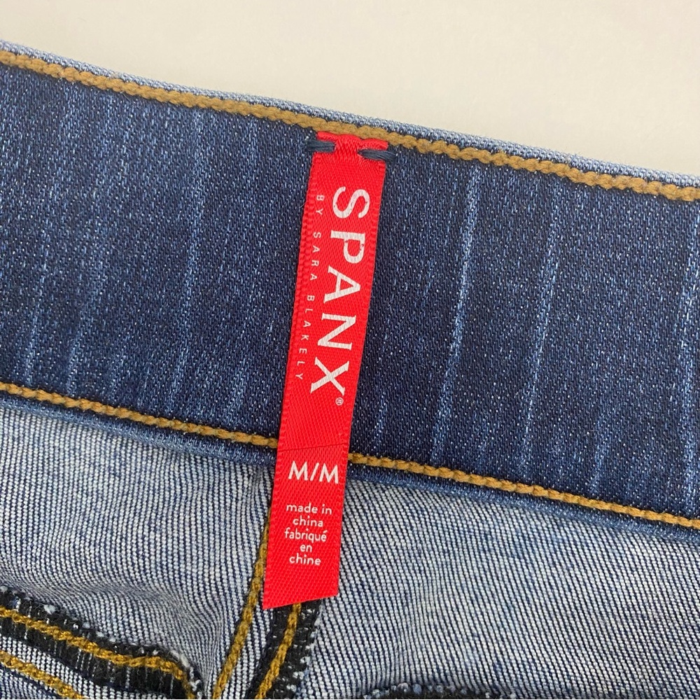 SPANX Distressed Ankle High Rise Skinny Jeans: Medium Wash - Picture 13 of 14